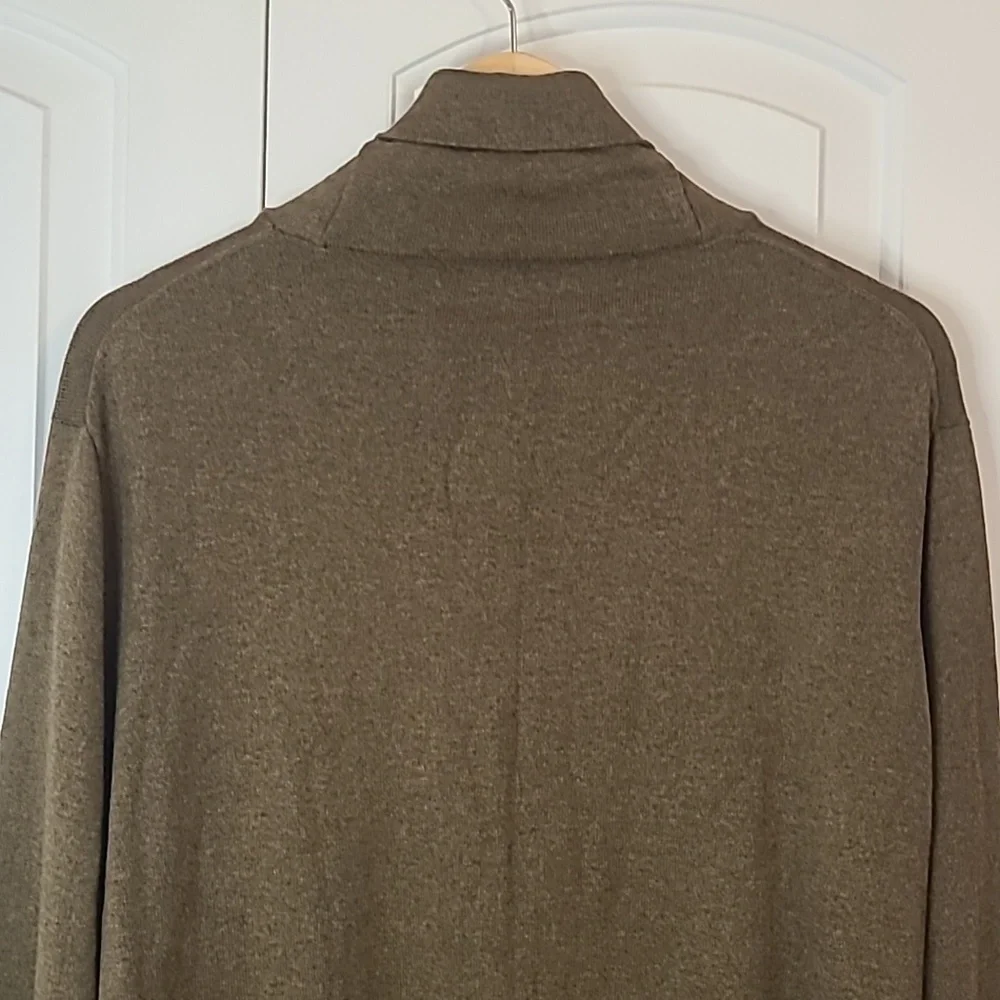 J.Crew Cotton Cashmere Shawl Collar Pullover Sweater Olive Brown Size L